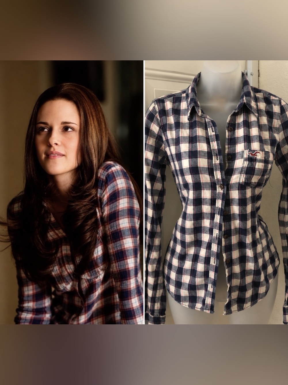 Y2K Hollister Plaid Button Up Flannel Shirt Top ASO Bella Swan Twilight 2000s